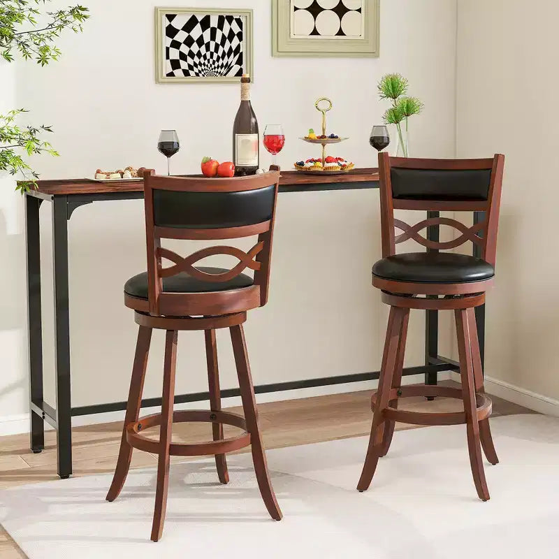 Set di 2 sgabelli da bar Costway da 74 cm con struttura in legno di gomma e seduta imbottita in similpelle