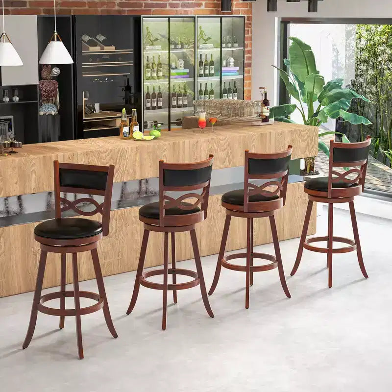 Set di 2 sgabelli da bar Costway da 74 cm con struttura in legno di gomma e seduta imbottita in similpelle