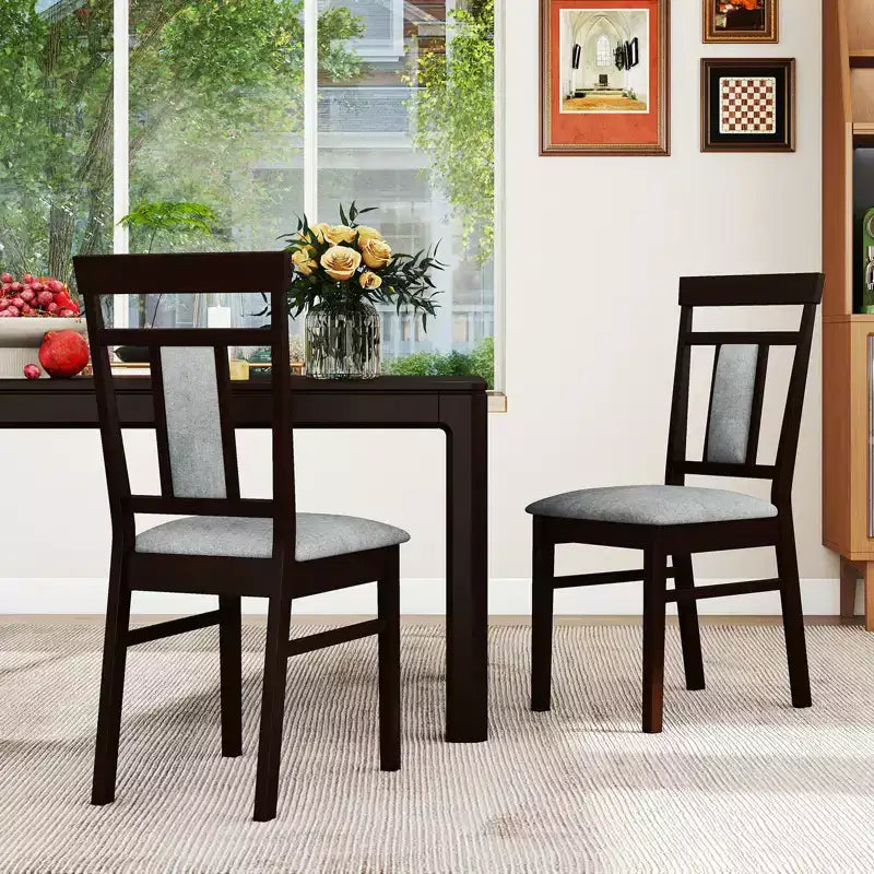 Costway Set di 4 Sedie da Pranzo Moderne con Sedile e Schienale Imbottiti, Gambe in Legno di Caucciù