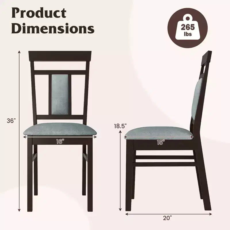 Costway Set di 4 Sedie da Pranzo Moderne con Sedile e Schienale Imbottiti, Gambe in Legno di Caucciù