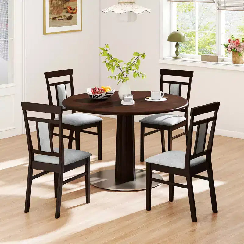 Costway Set di 4 Sedie da Pranzo Moderne con Sedile e Schienale Imbottiti, Gambe in Legno di Caucciù