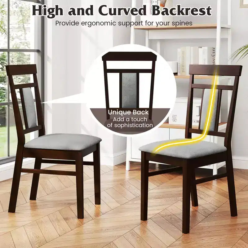 Costway Set di 4 Sedie da Pranzo Moderne con Sedile e Schienale Imbottiti, Gambe in Legno di Caucciù