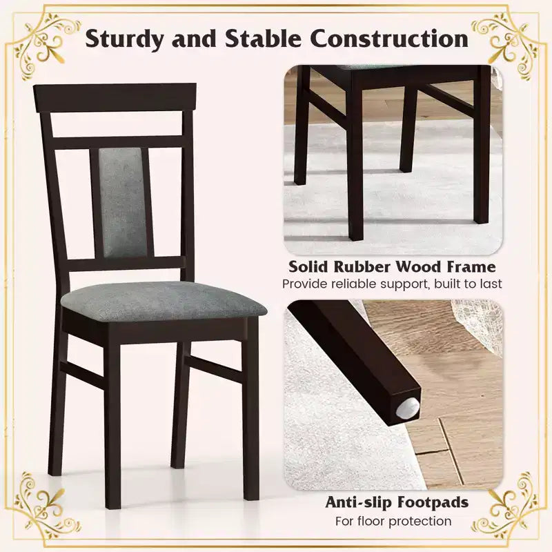 Costway Set di 4 Sedie da Pranzo Moderne con Sedile e Schienale Imbottiti, Gambe in Legno di Caucciù