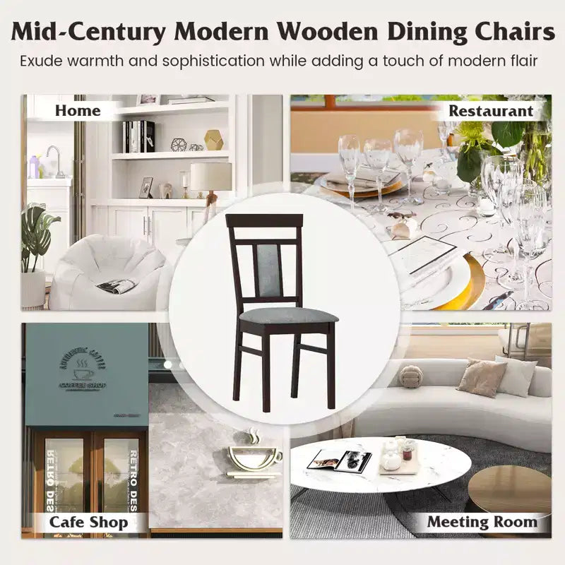 Costway Set di 4 Sedie da Pranzo Moderne con Sedile e Schienale Imbottiti, Gambe in Legno di Caucciù