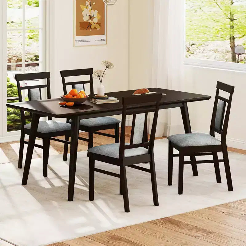 Costway Set di 4 Sedie da Pranzo Moderne con Sedile e Schienale Imbottiti, Gambe in Legno di Caucciù