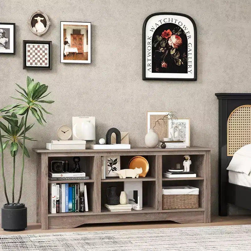 Mobile Porta TV Costway da 58" con 3 Ripiani Regolabili per TV fino a 65", Grigio