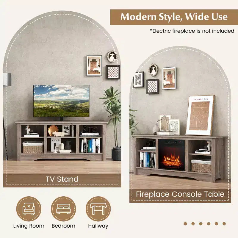 Mobile Porta TV Costway da 58" con 3 Ripiani Regolabili per TV fino a 65", Grigio