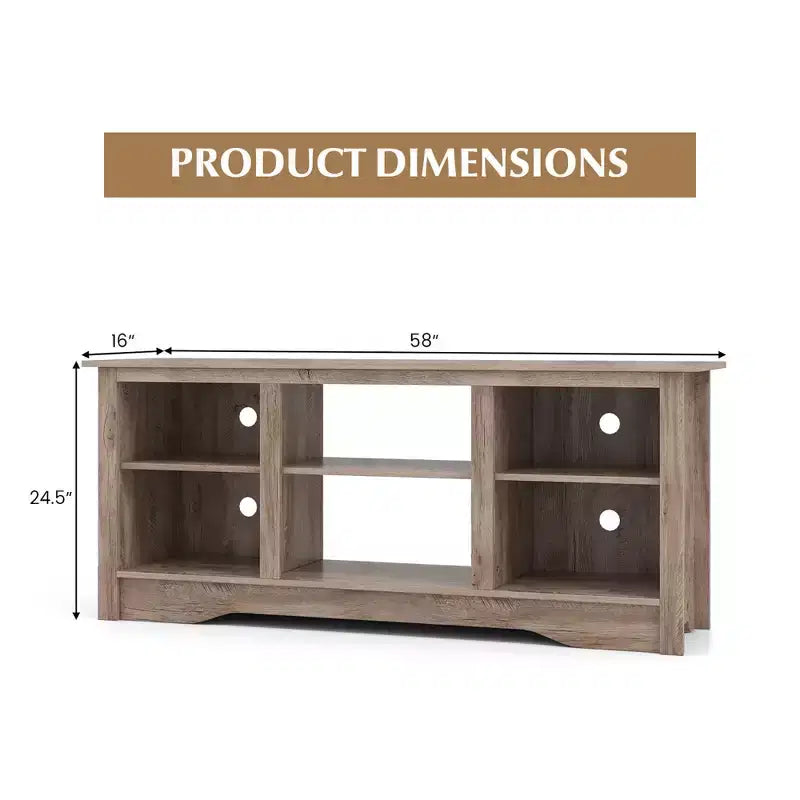 Mobile Porta TV Costway da 58" con 3 Ripiani Regolabili per TV fino a 65", Grigio