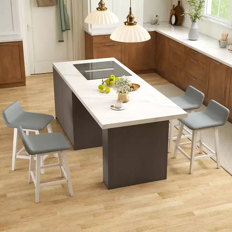 Costway 24 Sgabelli da Bar Imbottiti con Schienale Basso Poggiapiedi e Gambe in Legno per Isola Cucina