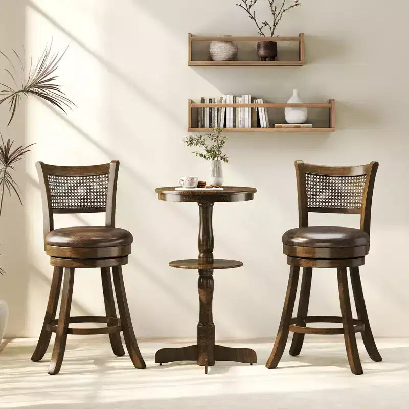 Sgabelli da bar set di 4 sgabelli girevoli da 63 cm con schienale in rattan PE altezza bancone Costway