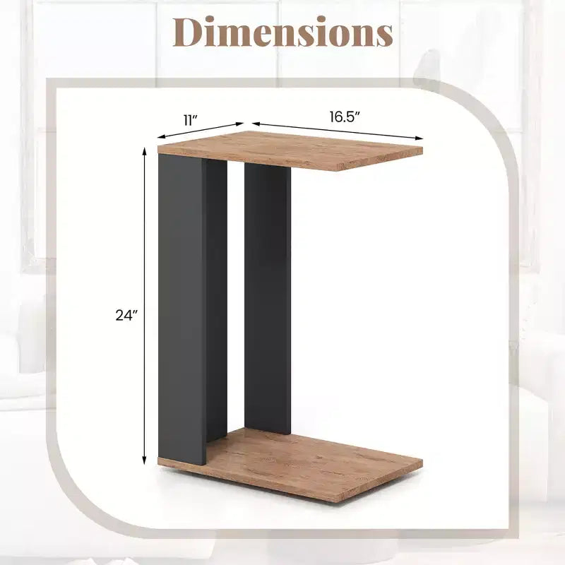 Costway Tavolino Laterale a C a 2 Livelli, 2 Pezzi, con Ruote Universali e Ripiano per Piccoli Spazi