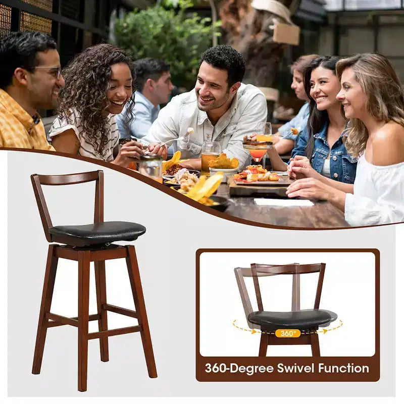 Sgabelli da bar girevoli Costway, set da 4, altezza 30,5, in pelle PU imbottita, da cucina