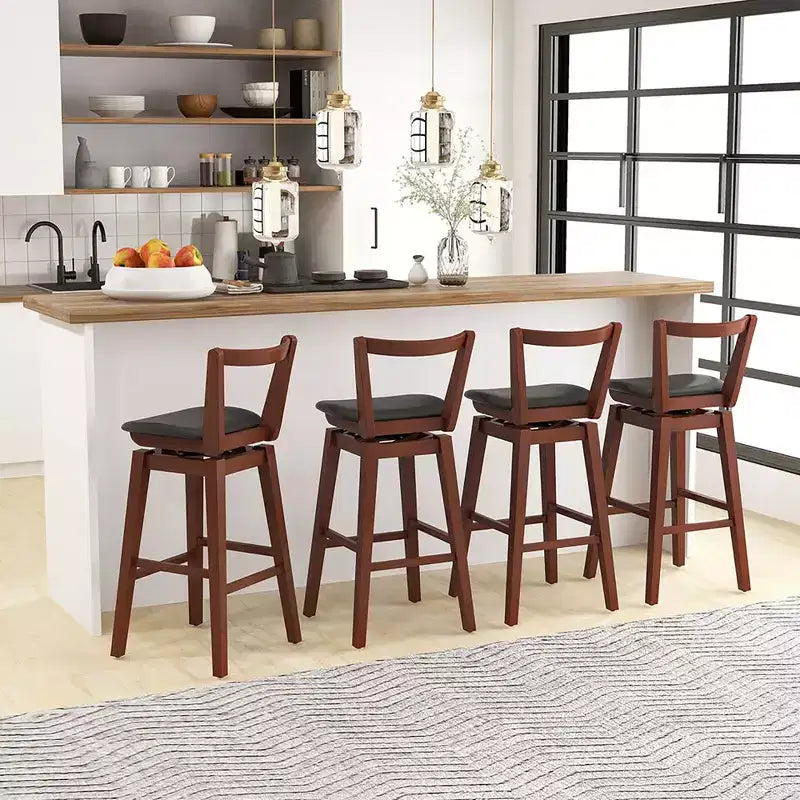 Sgabelli da bar girevoli Costway, set da 4, altezza 30,5, in pelle PU imbottita, da cucina
