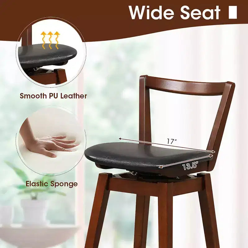 Sgabelli da bar girevoli Costway, set da 4, altezza 30,5, in pelle PU imbottita, da cucina