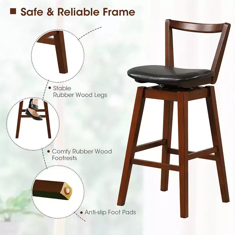 Sgabelli da bar girevoli Costway, set da 4, altezza 30,5, in pelle PU imbottita, da cucina