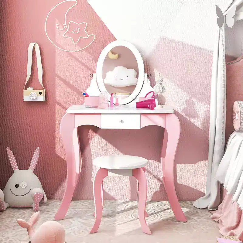 Costway Toeletta Giocattolo per Bambini con Specchio e Lavagna 2-in-1