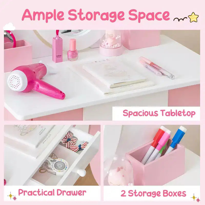 Costway Toeletta Giocattolo per Bambini con Specchio e Lavagna 2-in-1