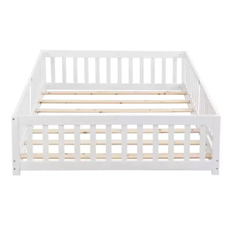 TUYOHW Letto a Pavimento per Bambini con Porta, Letto Montessori a Casetta Moderno con Recinzione per la Camera da Letto