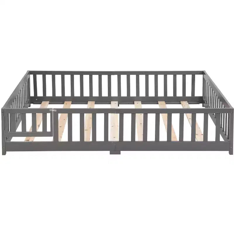 TUYOHW Letto a Pavimento per Bambini con Porta, Letto Montessori a Casetta Moderno con Recinzione per la Camera da Letto