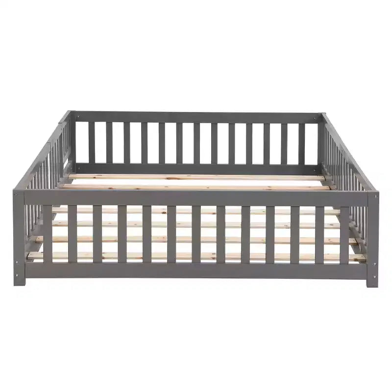 TUYOHW Letto a Pavimento per Bambini con Porta, Letto Montessori a Casetta Moderno con Recinzione per la Camera da Letto