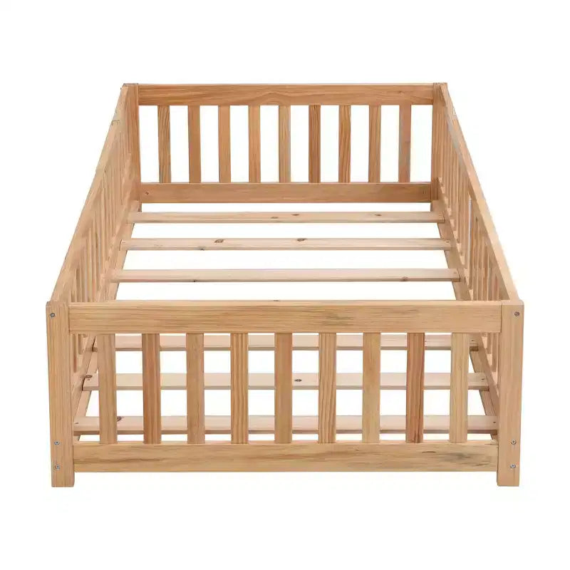 TUYOHW Letto a Pavimento per Bambini con Porta, Letto Montessori a Casetta Moderno con Recinzione per la Camera da Letto