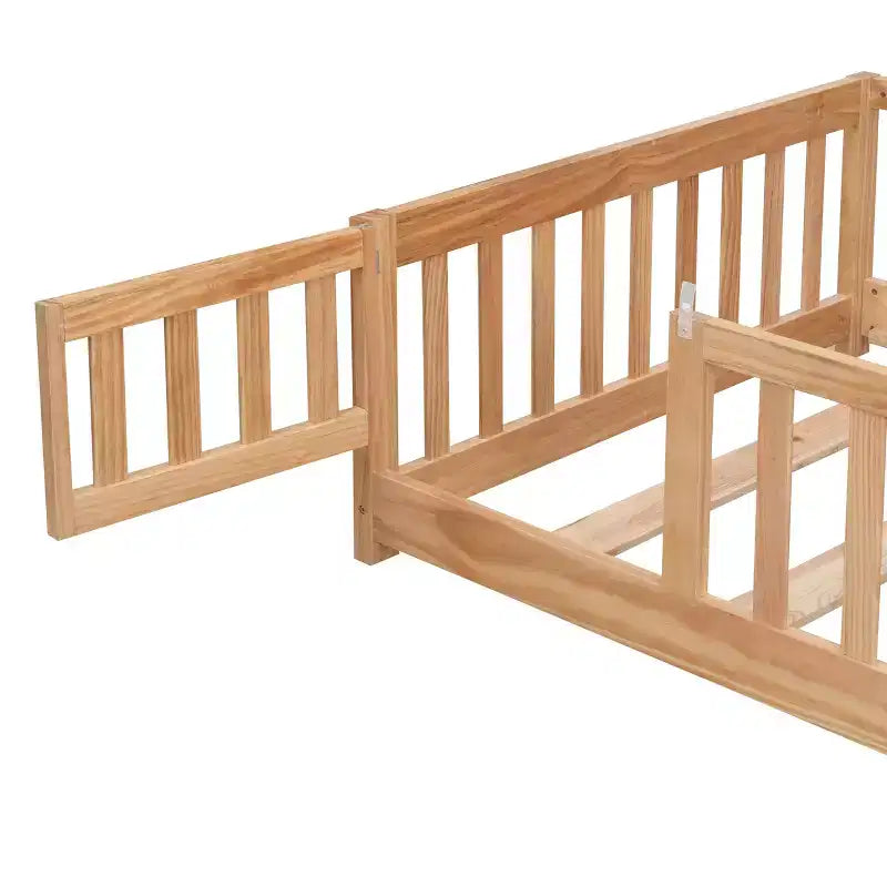 TUYOHW Letto a Pavimento per Bambini con Porta, Letto Montessori a Casetta Moderno con Recinzione per la Camera da Letto
