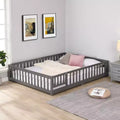 TUYOHW Letto a Pavimento per Bambini con Porta, Letto Montessori a Casetta Moderno con Recinzione per la Camera da Letto