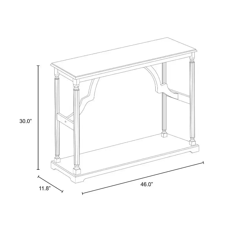 Consolle Galano in legno con ripiano inferiore 45,9 L x 11,8 P x 29,9 H