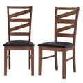 Costway Dining Chairs Set of 2 Rubber Wood Legs Faux Leather Upholstered Seat Armless