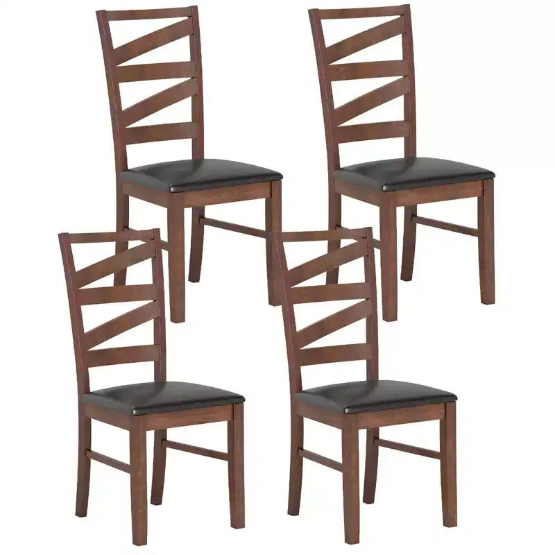 Sedie da pranzo Costway, set da 2, gambe in legno di caucciù, seduta rivestita in similpelle, senza braccioli