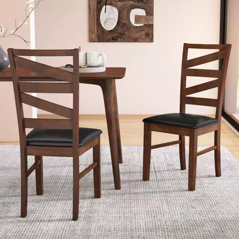 Sedie da pranzo Costway, set da 2, gambe in legno di caucciù, seduta rivestita in similpelle, senza braccioli