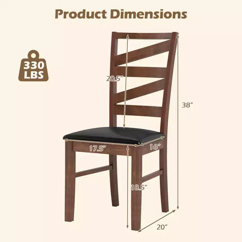 Sedie da pranzo Costway, set da 2, gambe in legno di caucciù, seduta rivestita in similpelle, senza braccioli