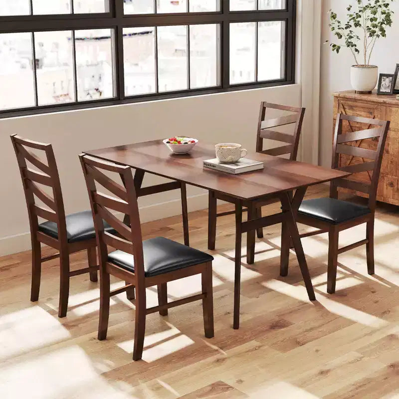 Sedie da pranzo Costway, set da 2, gambe in legno di caucciù, seduta rivestita in similpelle, senza braccioli