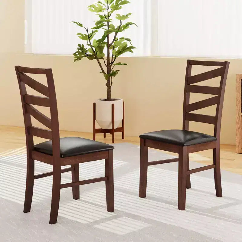 Sedie da pranzo Costway, set da 2, gambe in legno di caucciù, seduta rivestita in similpelle, senza braccioli