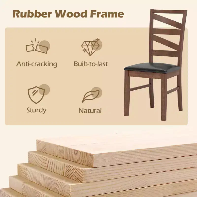 Sedie da pranzo Costway, set da 2, gambe in legno di caucciù, seduta rivestita in similpelle, senza braccioli