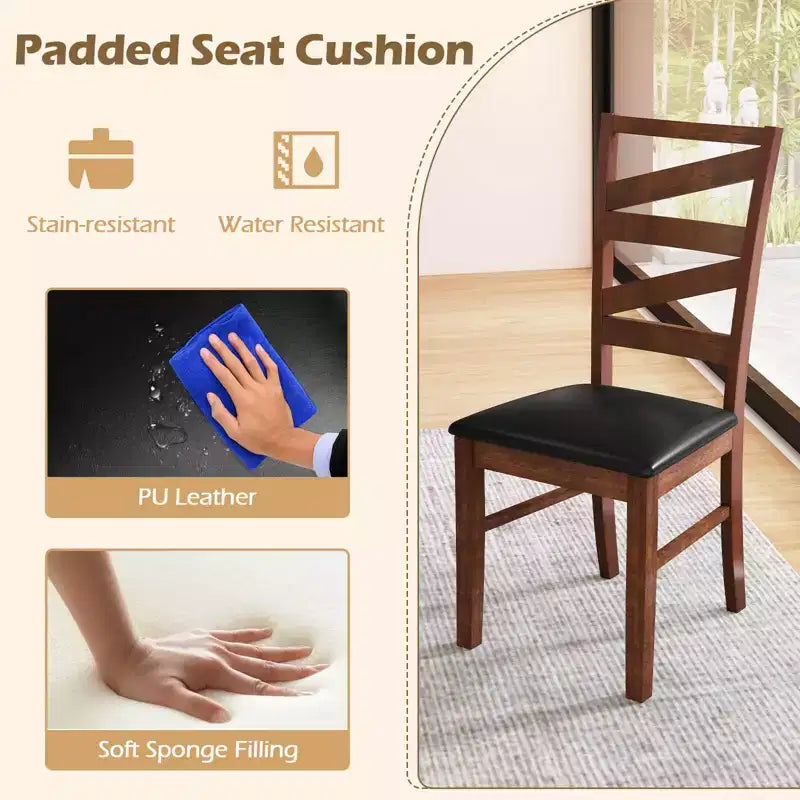 Sedie da pranzo Costway, set da 2, gambe in legno di caucciù, seduta rivestita in similpelle, senza braccioli