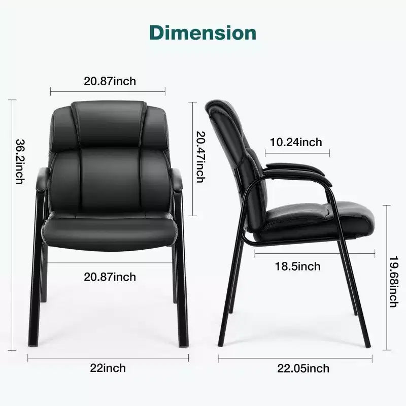 Sedia per reception TUYOHW senza ruote, sedia da attesa classica in pelle PU con gambe in metallo, sedia da ufficio robusta con capacità di 113 kg