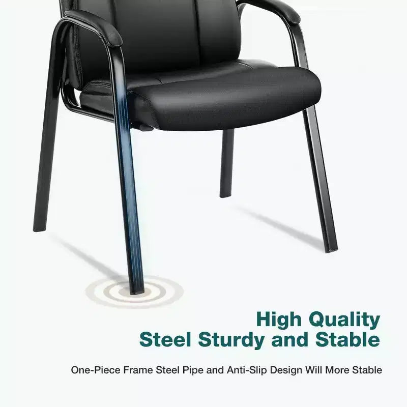 Sedia per reception TUYOHW senza ruote, sedia da attesa classica in pelle PU con gambe in metallo, sedia da ufficio robusta con capacità di 113 kg