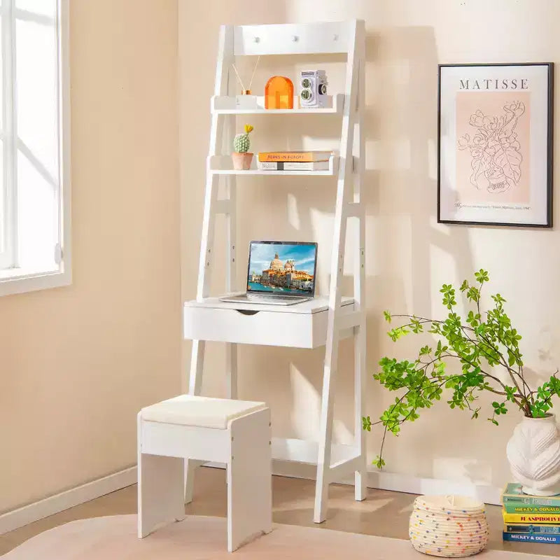 Costway Toeletta con Specchio a Scomparsa e Sgabello con Illuminazione a 3 Colori 6 Scomparti
