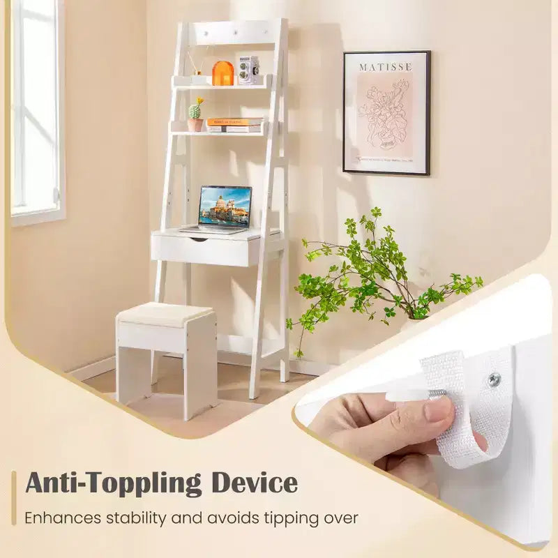 Costway Toeletta con Specchio a Scomparsa e Sgabello con Illuminazione a 3 Colori 6 Scomparti