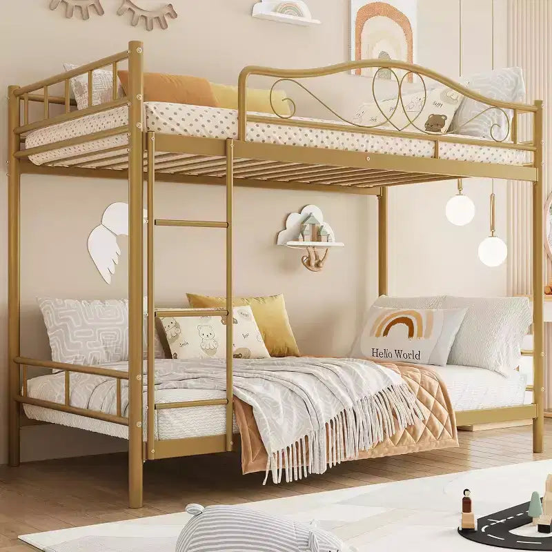 Letto a castello in metallo "Twin Over Twin", 180 kg di portata, con ringhiera di sicurezza, design salvaspazio, non richiede la rete, montaggio facile, letto silenzioso per bambini