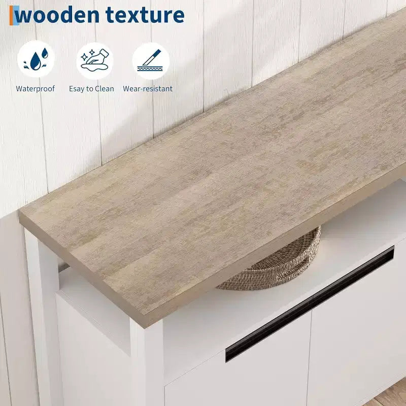 Mobile TV rustico per TV da 70 pollici, mobile da intrattenimento lungo 160 cm con contenitore e ripiano aperto, porta TV grande, moderno tavolo console multimediale alto