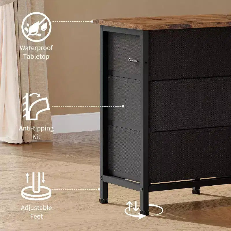 Mobile TV per televisori da 65-75 pollici, comò lungo a 10 cassetti con prese di corrente e luci LED, mobile TV centro di intrattenimento da 63 pollici con cassetti per riporre oggetti