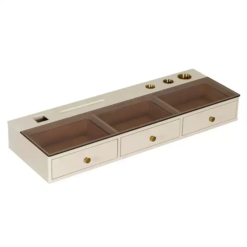 Okak Toeletta Multifunzionale a Parete con Cassetto, Vanity Trucco con Piano in Vetro, Toeletta Compatta per Camera da Letto, Parrucchieri