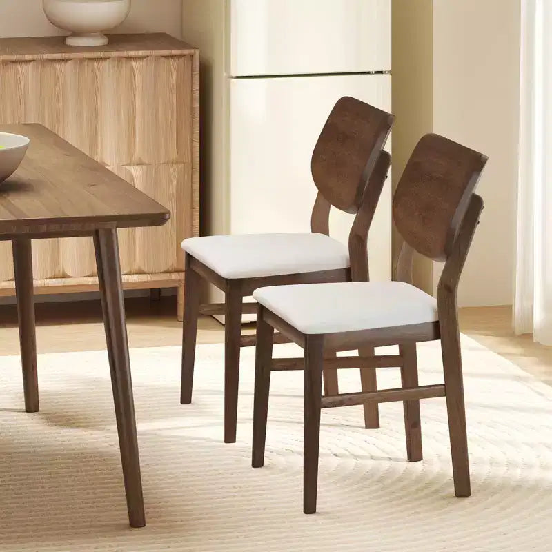 Costway Set di 2 Sedie da Pranzo con Telaio in Legno di Caucciù, Seduta Imbottita e Schienale Curvo per Soggiorno