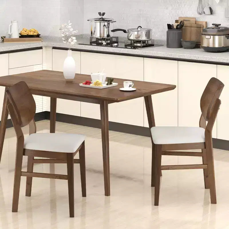 Costway Set di 2 Sedie da Pranzo con Telaio in Legno di Caucciù, Seduta Imbottita e Schienale Curvo per Soggiorno