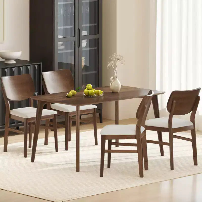 Costway Set di 2 Sedie da Pranzo con Telaio in Legno di Caucciù, Seduta Imbottita e Schienale Curvo per Soggiorno