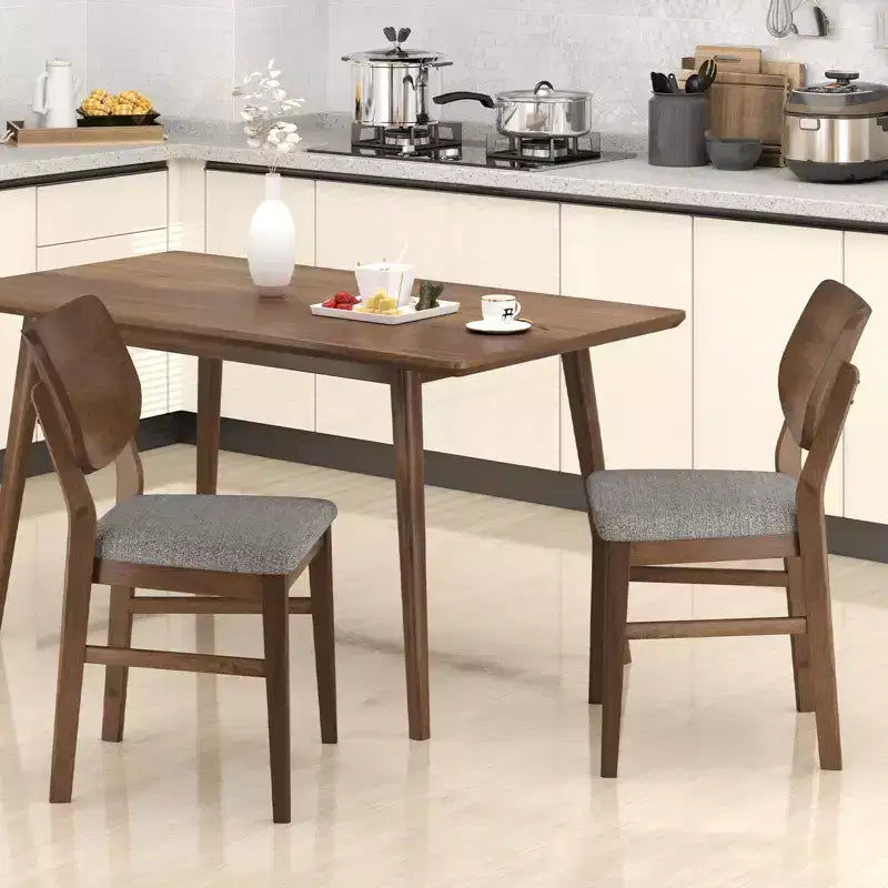 Costway Set di 2 Sedie da Pranzo con Telaio in Legno di Caucciù, Seduta Imbottita e Schienale Curvo per Soggiorno