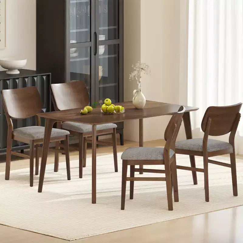 Costway Set di 2 Sedie da Pranzo con Telaio in Legno di Caucciù, Seduta Imbottita e Schienale Curvo per Soggiorno