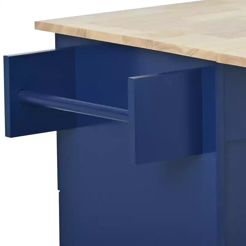 Carrello da Cucina con Piano in Legno e Banco Colazione a Ribalta, Isola da Cucina Mobile su Ruote con Contenitore e Portasciugamani